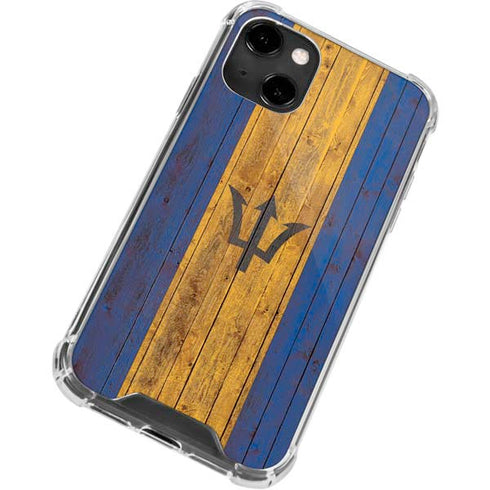 Barbados Flag Dark Wood iPhone 14 Clear Case